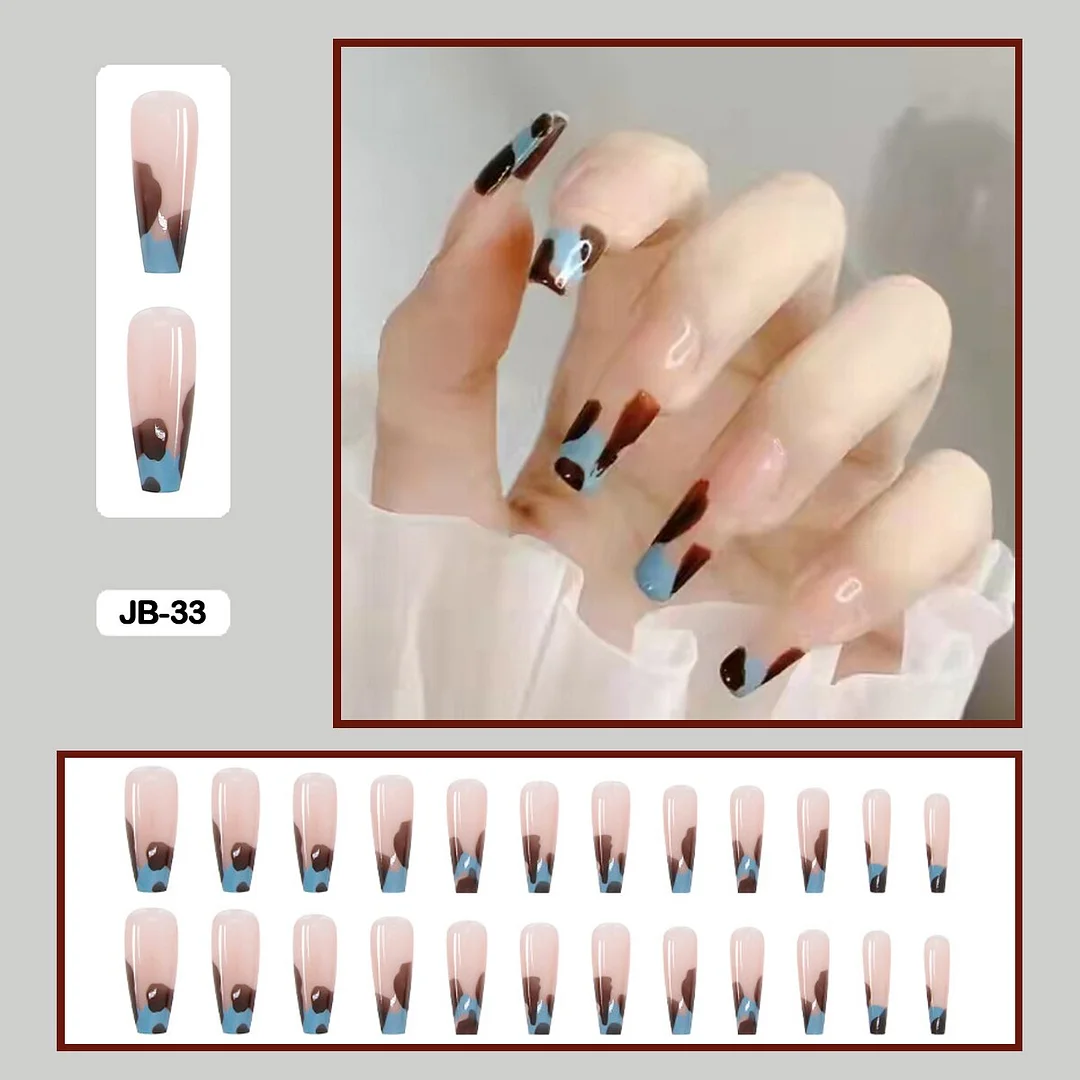 24Pcs/Box of Hand-painted Graffiti Punk Dark Flame Art Minimalist Removable Safe and Harmless False Nails Full Sticker Nail Art-Nail Inspo