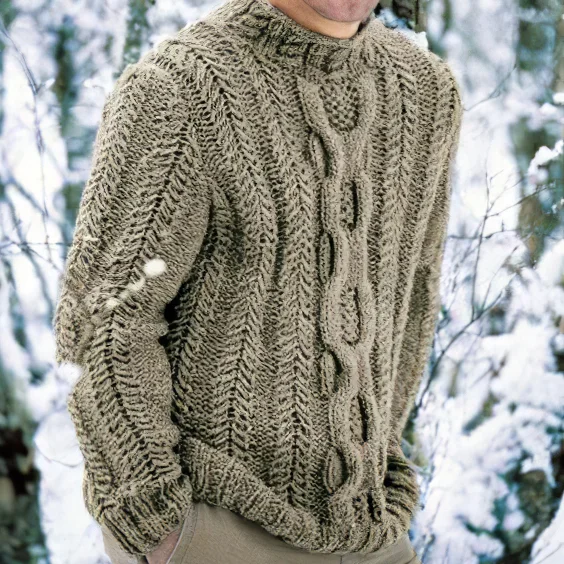 Men's Soft Warm Clan Pattern Aran Sweater