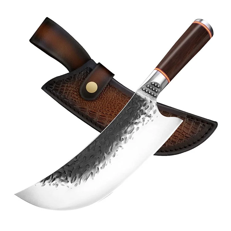 Forged Butcher Knife High-carbon Boning Knife,8-inch Meat Cleaver for Kitchen Chopping Cutter Cooking Knife with Sheath
