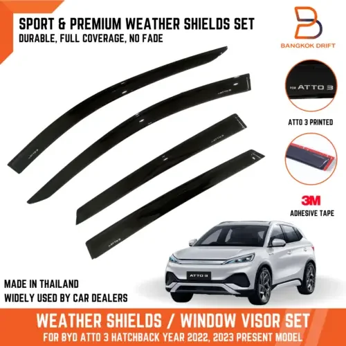 Dronehint BLACK WEATHER SHIELD WINDOW VISOR RAIN GUARD FOR BYD ATTO3 ATTO 3 SUV 22 23 24 Parts
