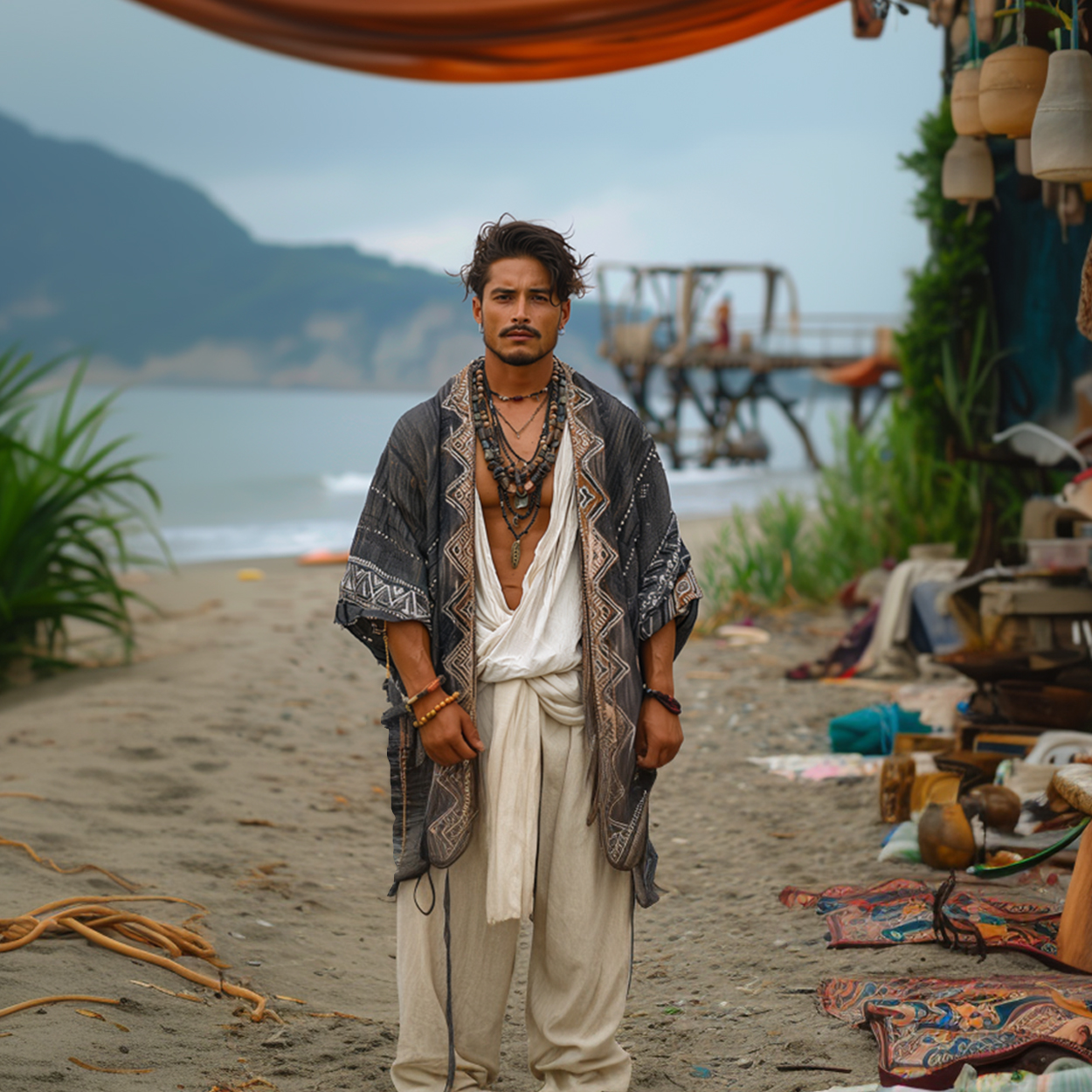 Mens N Town Resort Kimono Cardigan