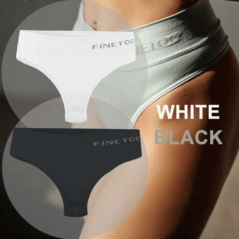 FINETOO 2PCS/Set Women Lingerie M-2XL Bodyshaper Gstring Panties High Waist Seamless Tummy Control Panty Underwear Female Thong