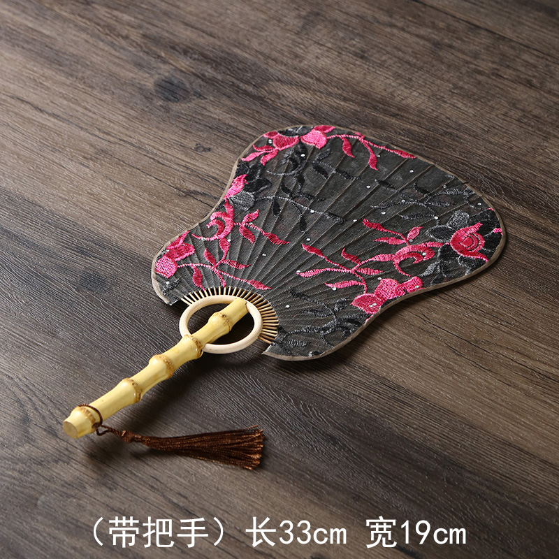 Royal Bamboo Handcrafted Chinese Palace Fan with Embroidery and Bamboo Scent - Retro Vintage Décor