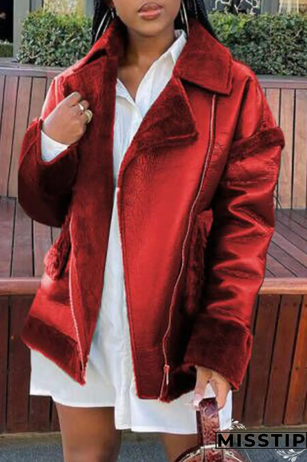 Brown Fashion Casual Solid Patchwork Turndown Collar Outerwear