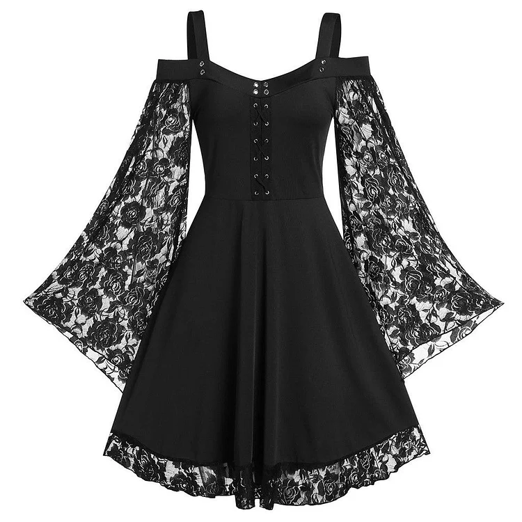 Women's Plus Size Dress Lace Sling Tube Top Gothic Retro Dress