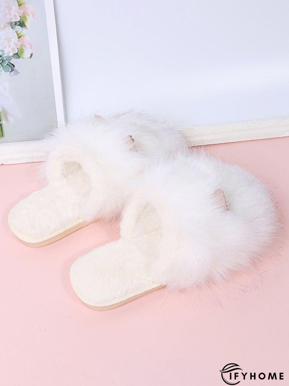 Cute Cat Ears Mohair Warm Fleece Indoor Slippers | IFYHOME