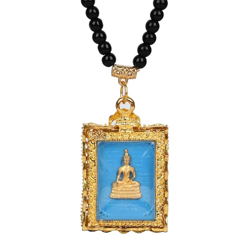 Obsidian Buddha Serenity Pendant Necklace