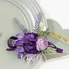 10PCS Purple White Wedding Catering Bridal Groom Guests Corsage Boutonniere Wrist Artificial Flower Bouquets