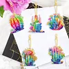 >SALE<5 Pcs Double Side Cacti Diamond Art Keyring for Birthday Crafting Party Decor