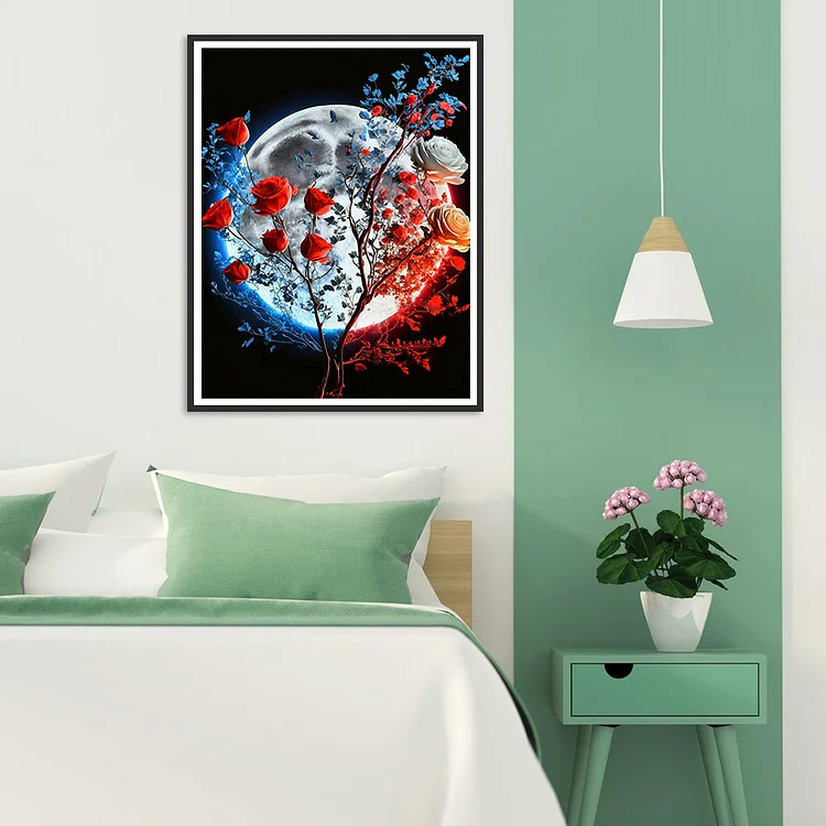 Diamond Painting Bright Moon Flowers 006, Full Image - Painting