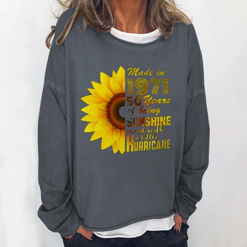 Made In 1971 Sunflower Printed Women's T-shirt