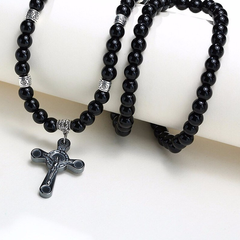 Beaded Jesus Cross Necklace-inspireuse