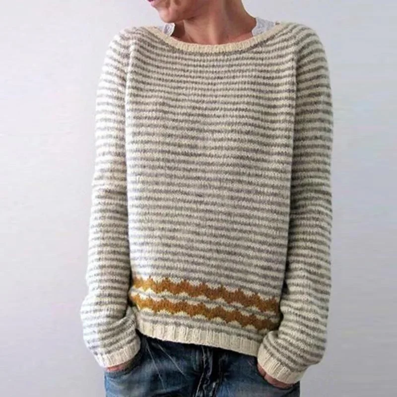 Plus Size Casual Striped Sweaters