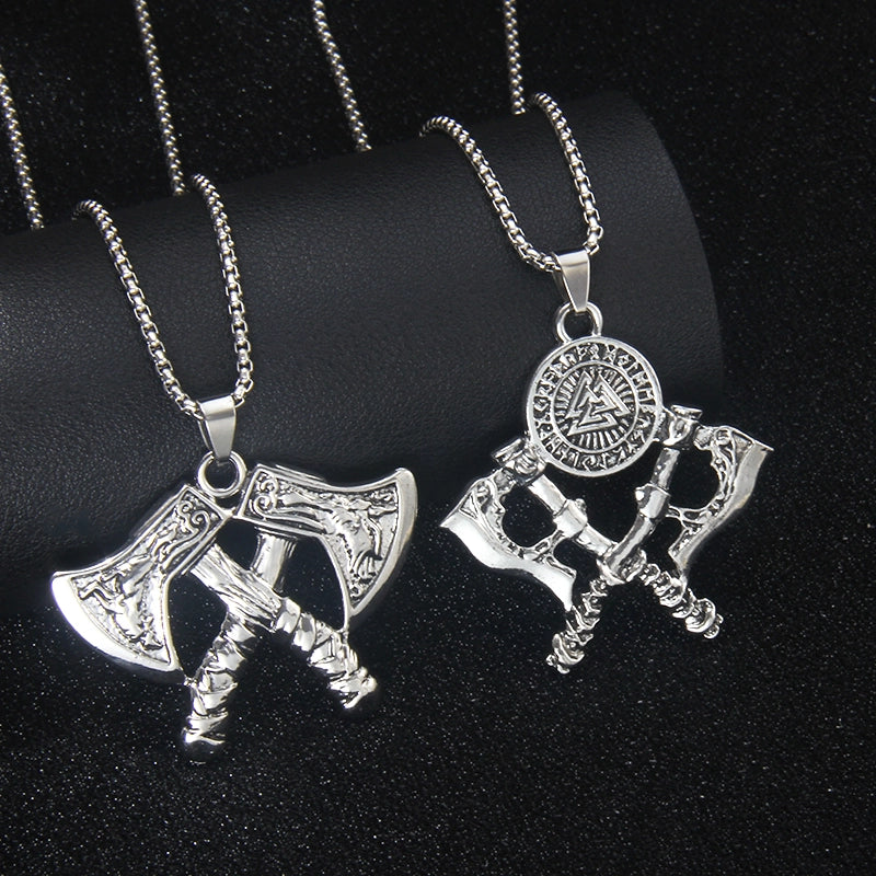 Hip-Hop Punk Axe 201 Stainless Steel Zinc Alloy Square Pearl Chain Pendant Necklaces