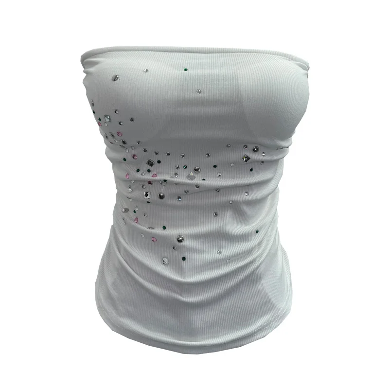 Nigikala Nigikala Diamond Splicing Lace-Back Strapped Braided Braided Braided Brae Folded Bra Sleeveless Top 1196