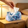 Blue Butterfly DIY PULeather Diamond Painting Tissue Box for Adults Beginners Gem Art Painting Napkin Holder for Living Room Bedroom Bathroom Table Decor