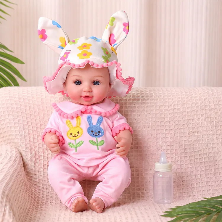 Babeside Cody 12&ldquo; Unisex Vinyl Baby Doll with Smiling Infant Face and Bunny Care Set