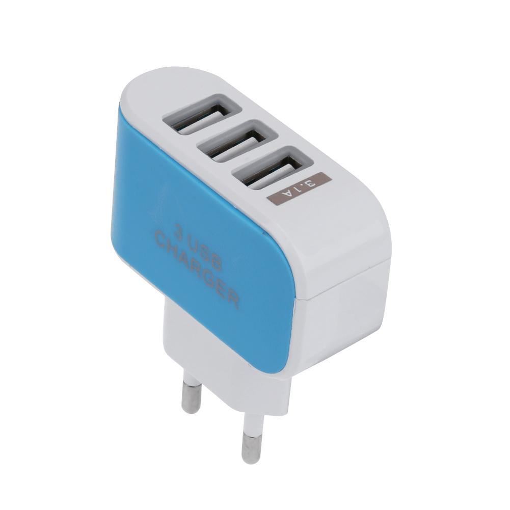 

3USB EU Plug LED Mobile Phone Chargers Multi-Head Travel Charger(2A), 黑, 501 Original