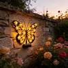 Solar Powered Outdoor Metal Butterfly Wall Lamps IP65 Waterproof Wall-Mounted Garden Butterfly Lights Auto On/Off Outdoor Fence Wall Art Decor Light for Patio Garden Fence Porch Decors