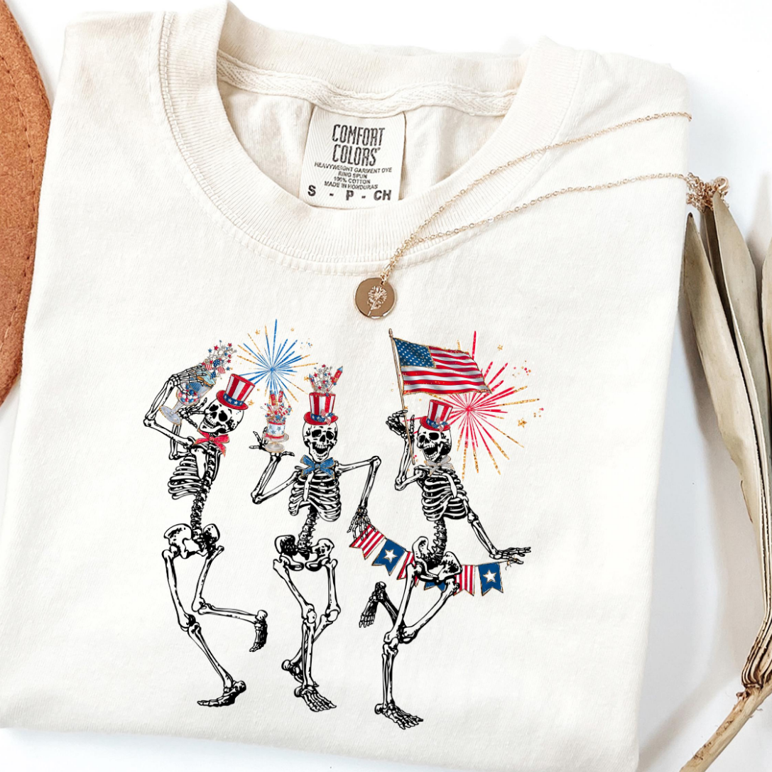 Loveyoufancy Fourth Of July Shirt, 4th of July Skeleton Dancing Shirt