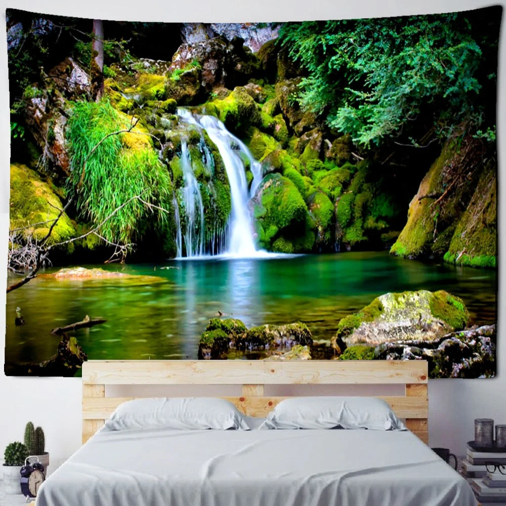 Beautiful Natural Forest Large Tapestry Wall Hanging Scenery Bohemian Mandala Art Living Room Background Home Decor