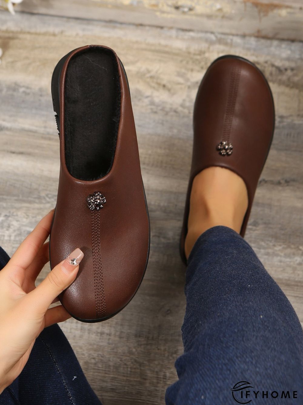 Vintage  Plain Color Non-Slip Flat Mules | IFYHOME