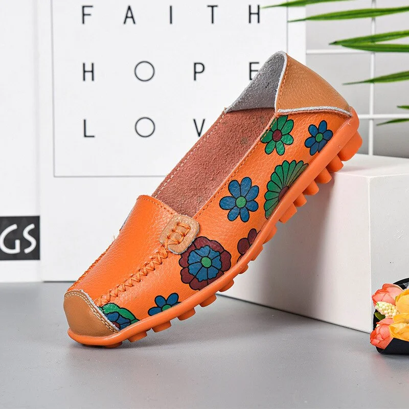 Fashion Women's Loafers Flower Printed Flat Shoes Sweet Slip On Casual Woman Flats Leisure Walking Ladies Shoes Chaussure 2021