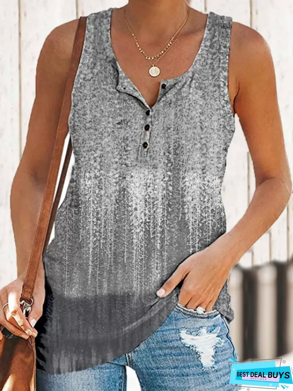 Women's Summer New Printed V-Neck Sleeveless Women's Vest T-Shirt