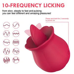 10-Speed Rose-Shaped Tongue-Licking Vibrator – Clitoral and G-Spot Stimulator for Women