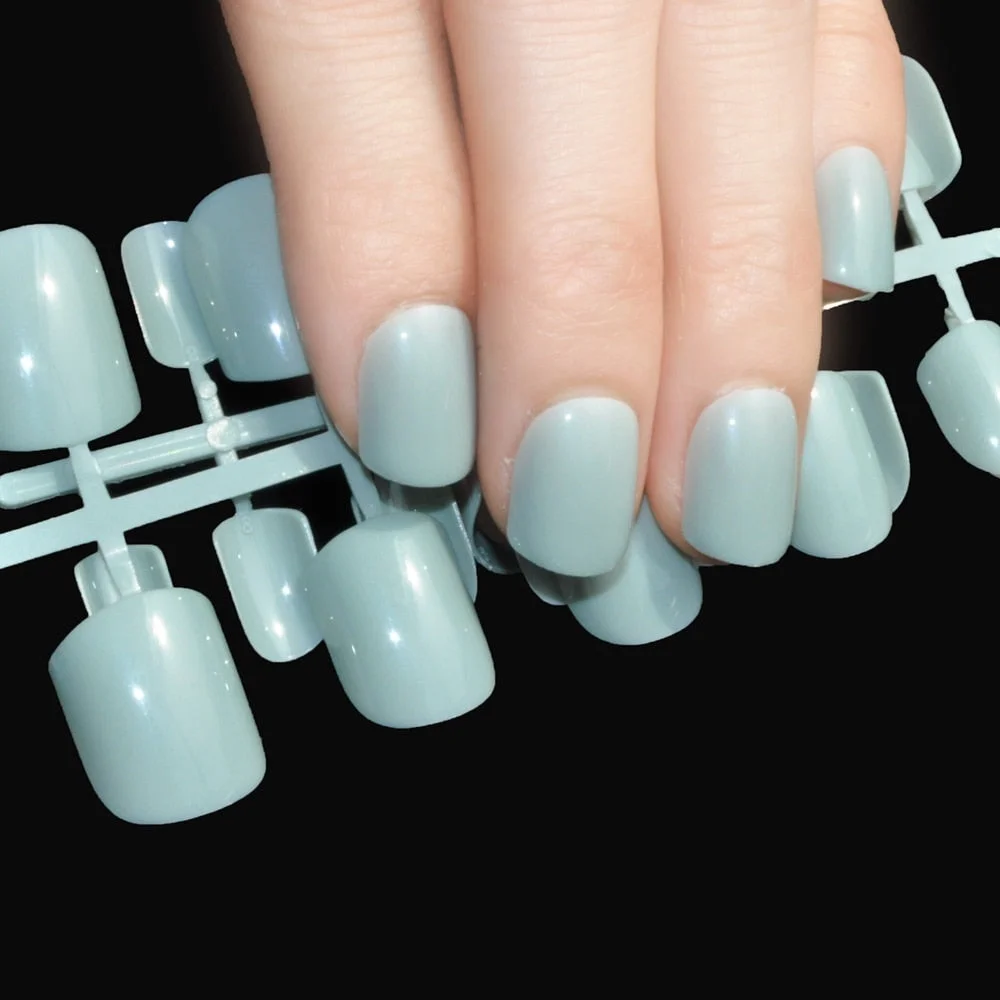 Pure Light Pink Artificial Nails Candy Short Full Cover Tips Easy DIY Acrylic False Nail Manicure Accessories Salon Product F28-Nail Inspo