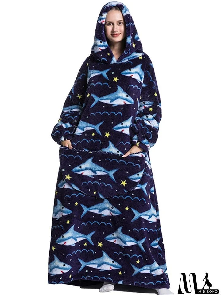 MidiSono - Adorable & Warm Hooded Wearable Blanket for Winter