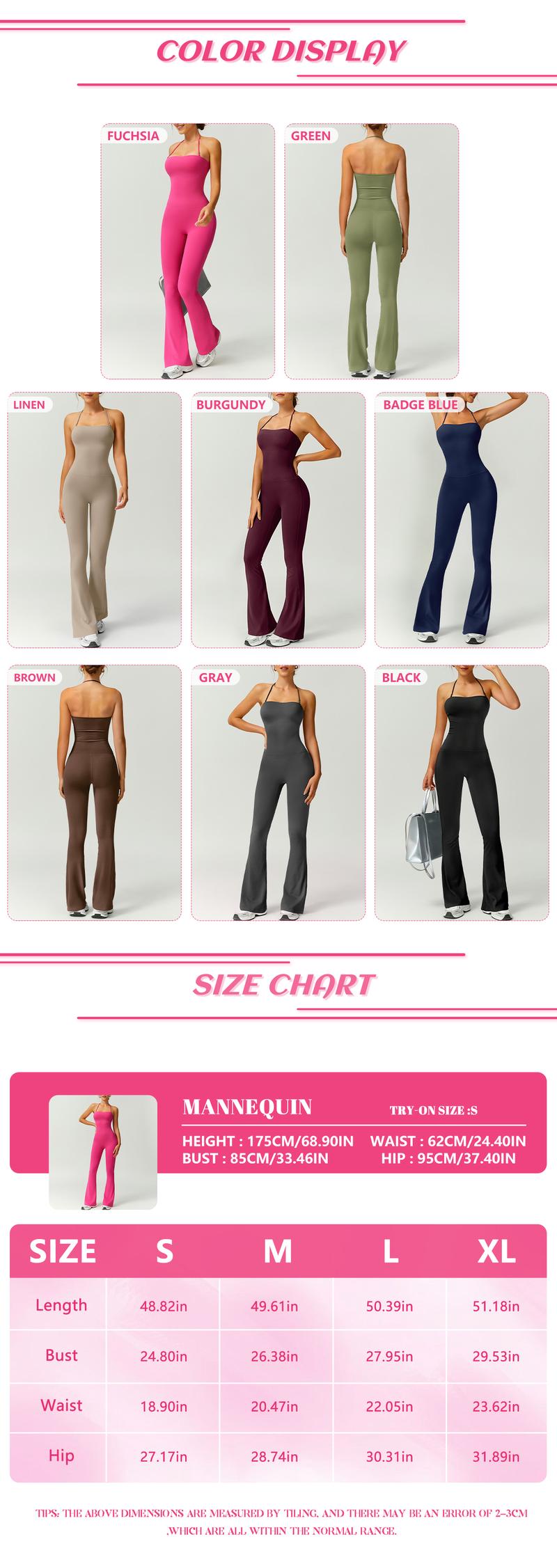TimeOFF Women's Halter Neck Bodycon Flared Leg Jumpsuit – Stylish & Comfortable for Fitness & Fashion,Stylish & Comfortable Athleisure Outfit, Butt Lifting, High Waist Workout Gym Clothing Stretchable Activewear,jumpsuit women