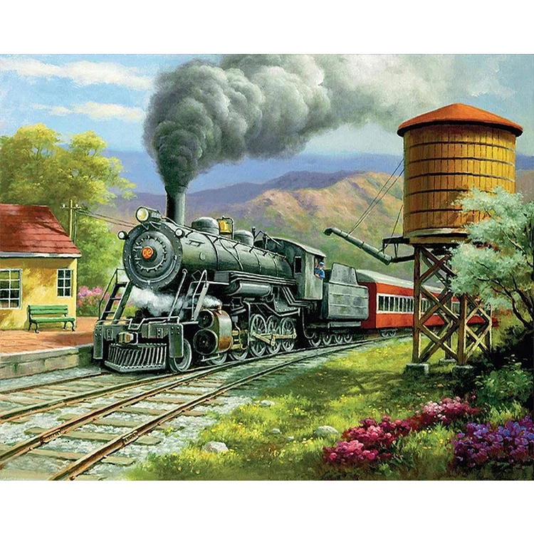 Steam Train 50*40CM(Canvas) Full Round Drill Diamond Painting gbfke