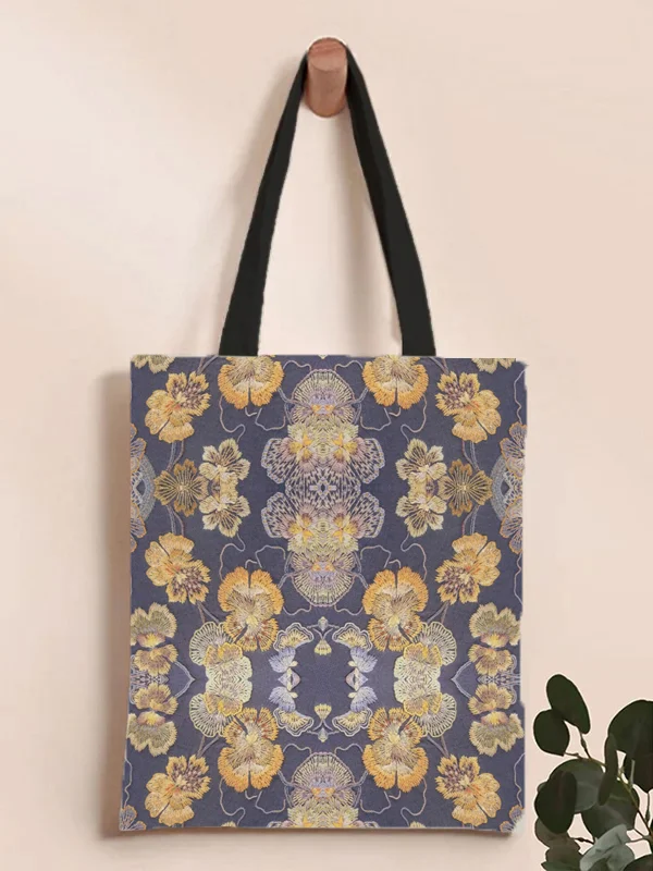 Women's Retro Flower Pattern Embroidery Print Shoulder Tote Bag