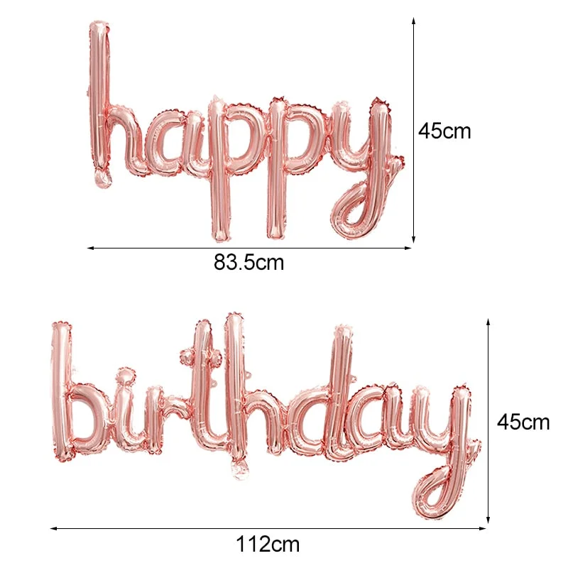 Rose Gold Happy Birthday Balloon Banner Foil Letter Balloon Kids Birthday Party Decorations Adult Birthday Balloons Baby Shower