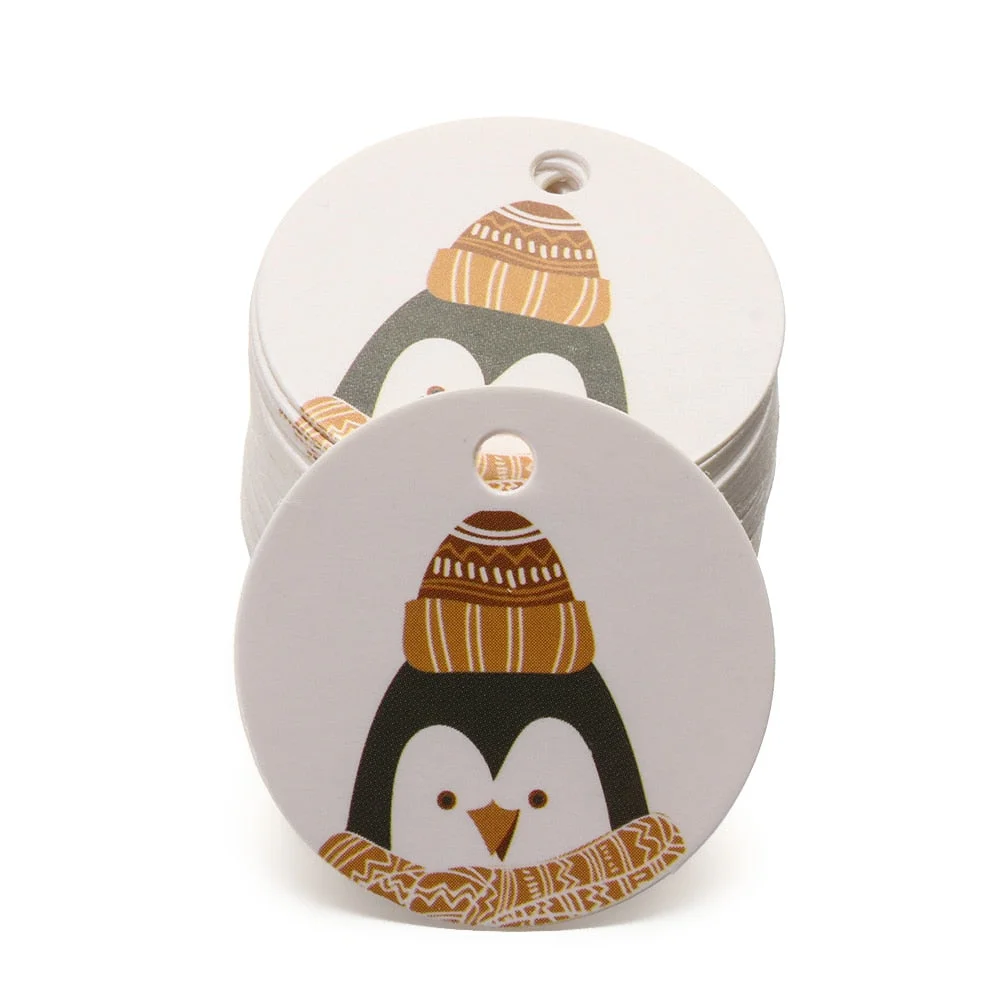 100pcs Merry Christmas Labels Kraft Tags Gift Wrapping Paper Hang Tags Santa Claus Paper Cards Xmas Party Supplies