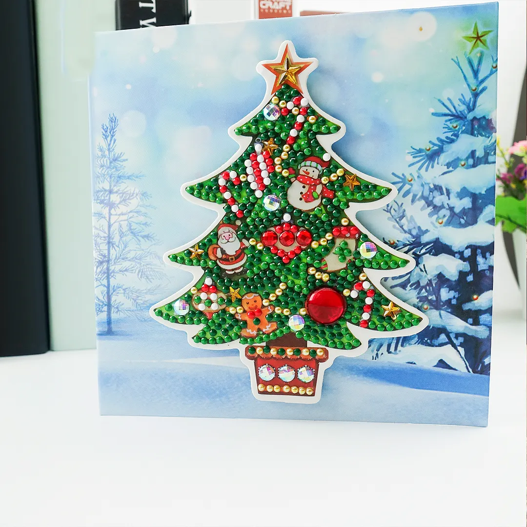 8PCS Christmas Atmosphere DIY Diamond Painting Greeting Card Kits with Envelopes Diamond Art Greeting Cards Diamond Art Cards Kits for Adults DIY Crafts Family Friend Gifts