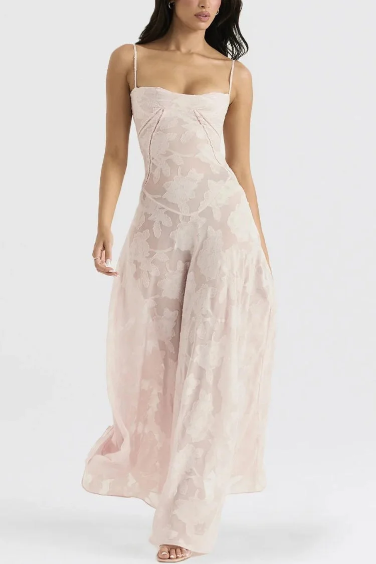 Brownm Lace Up Maxi Dress