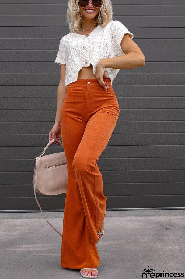 Autumn Mood Corduroy Pocketed Flare Pants