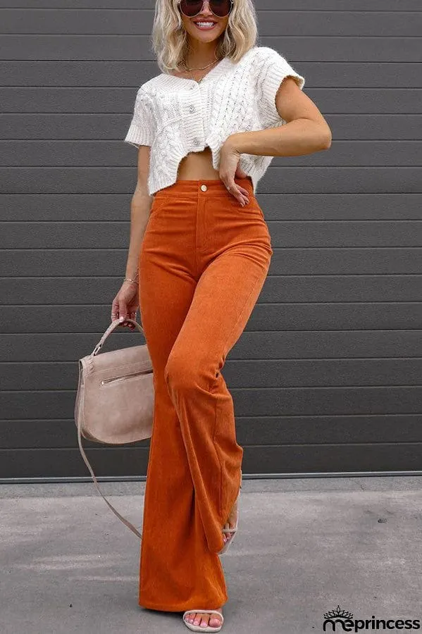 Autumn Mood Corduroy Pocketed Flare Pants