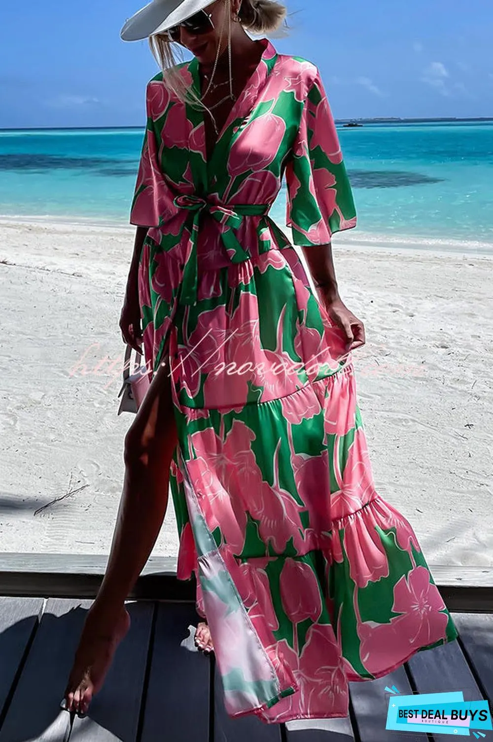Sunshiny Days Floral Button Cover Up Maxi Dress