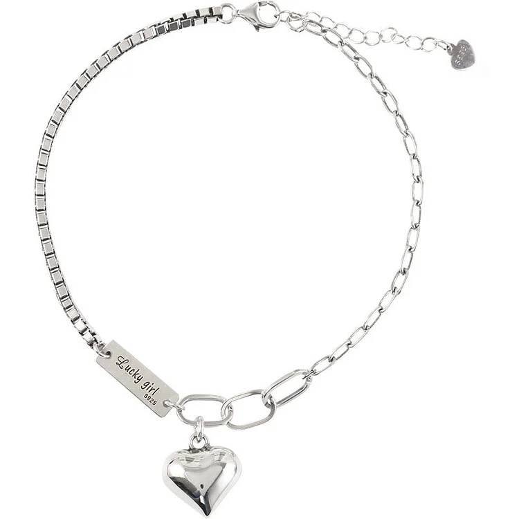 Lucky Girl Heart Chain Bracelet