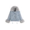 Oversized Faux Shearling Denim Coat