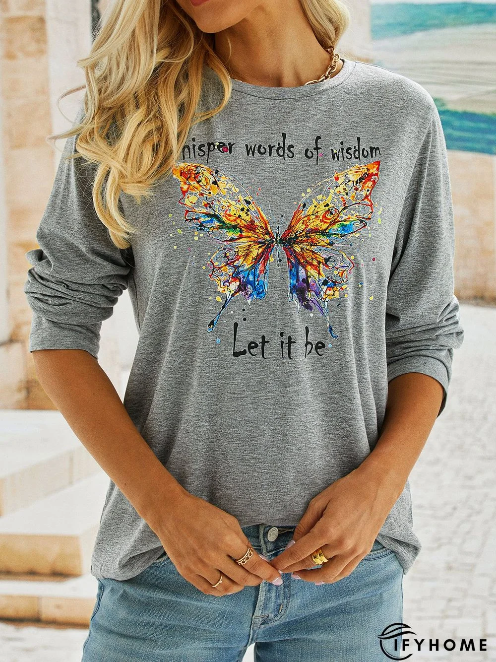 Butterfly Long sleeve Loose Casual T-Shirt | IFYHOME