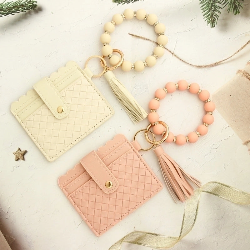 Ethnic Style Minimalist Rhombus Pu Leather Tassel Inlay Rhinestones Keychain