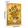 DIY Pearl Painting Sunflower Vase for Home Decor with Frame(30x20cm)