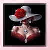 Scarlet Diamond Lady Full 11CT 3 Strands DIY Stamped Needlework Embroidery Kit 17.71x17.71inch Embroidery Needlepoint Starter Kits Cross Stitch Art and Crafts Kits for Beginners Adults Home Decor
