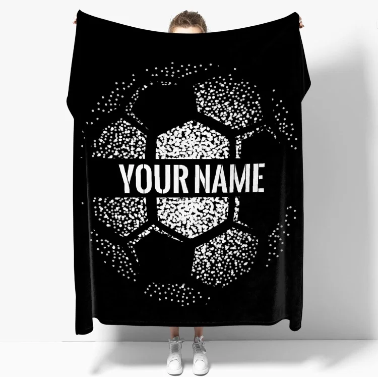 Personalized Soccer Blanket with Name Customized Blanket with Text | BKKid607