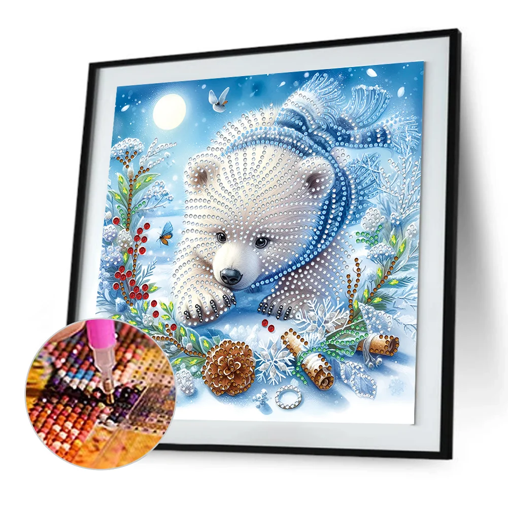 Diamond Painting - Partial Special Shaped Drill - Snow Bear(Canvas|30*30cm)