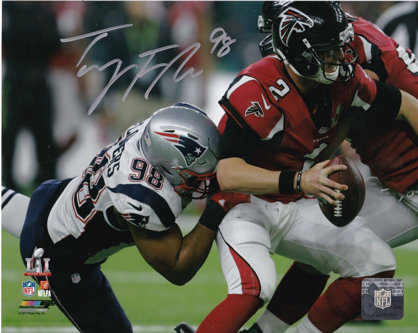 TREY FLOWERS NEW ENGLAND PATRIOTS ACTION SIGNED 8x10